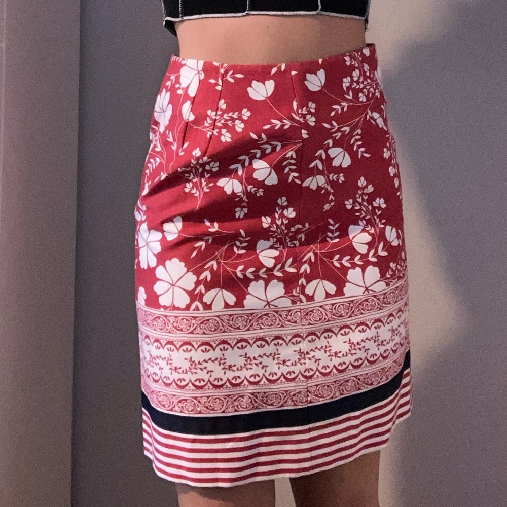 beautiful red floral skirt